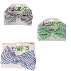 Little Wishes Boys Toddler Stripped BlueGreenGray Easter Bow Tie for 4 and Up